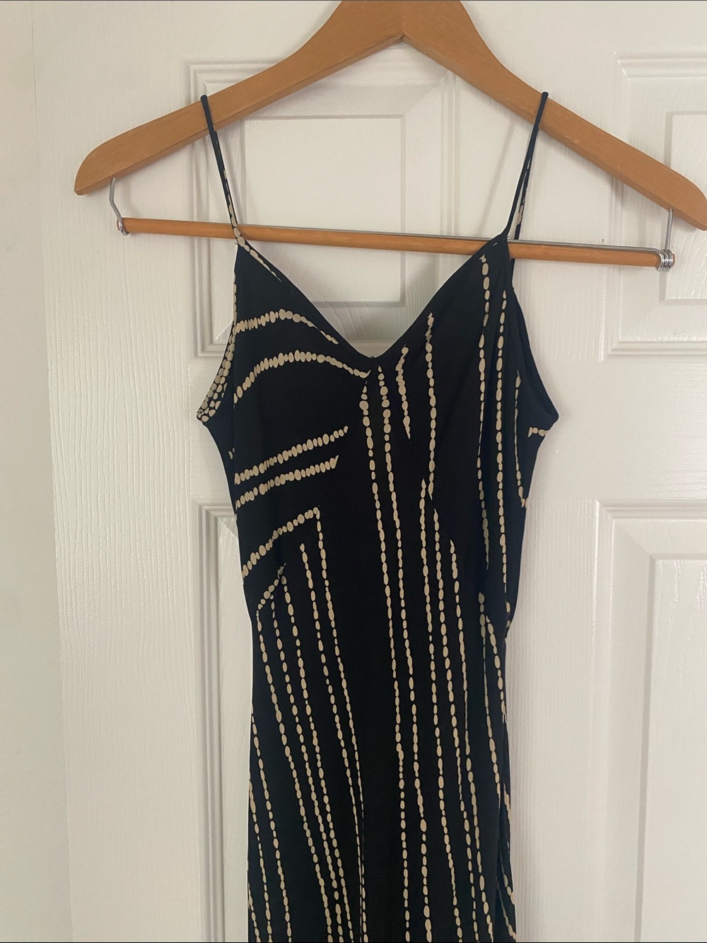 Jasper Conran Black Spaghetti Strap Slip Dress with Cream Dot Stripe